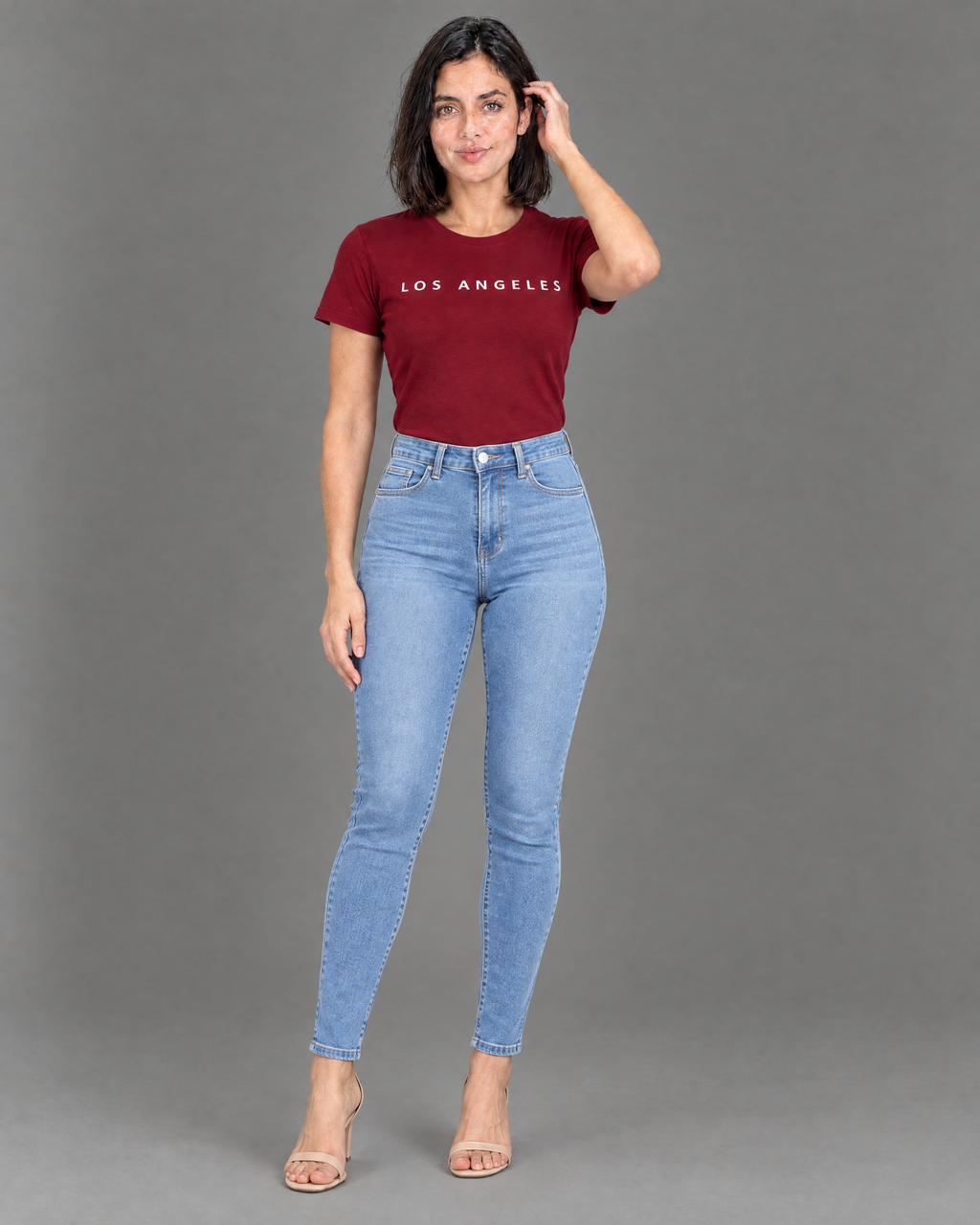 Jeans Kalua skinny celeste para mujer — tallas 8 a 16