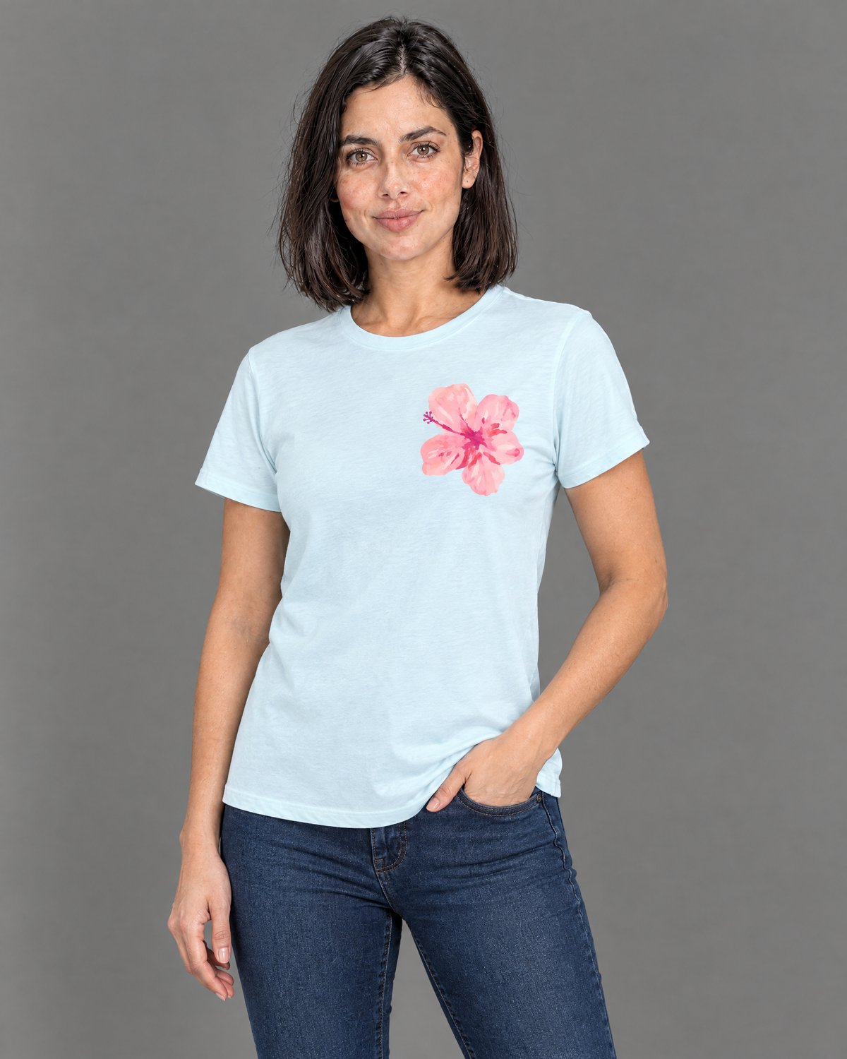 Blusa celeste con diseño para mujer — modelo 3