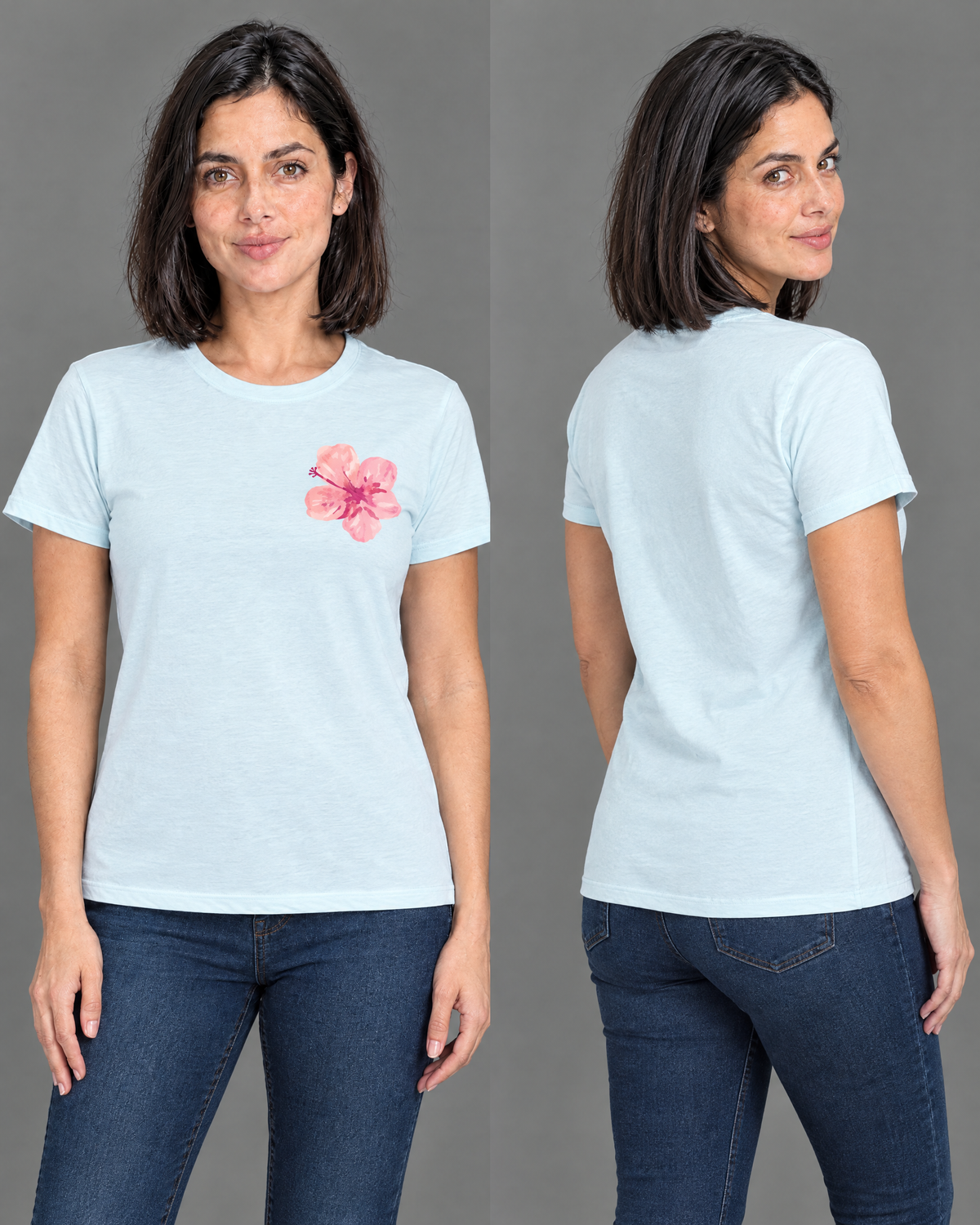 Blusa celeste con diseño para mujer — modelo 3