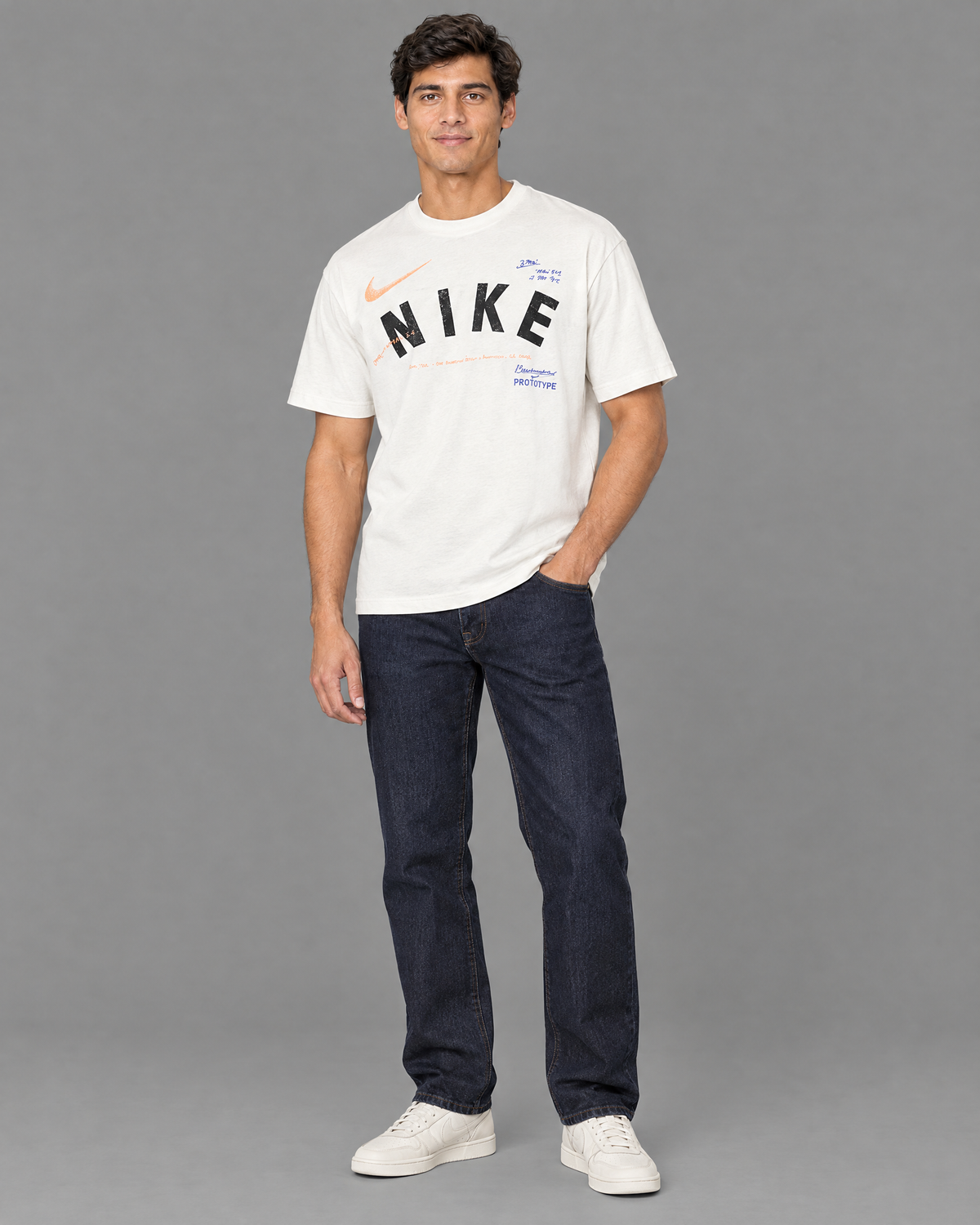 Playera oversized blanca con diseño para hombre — modelo 5
