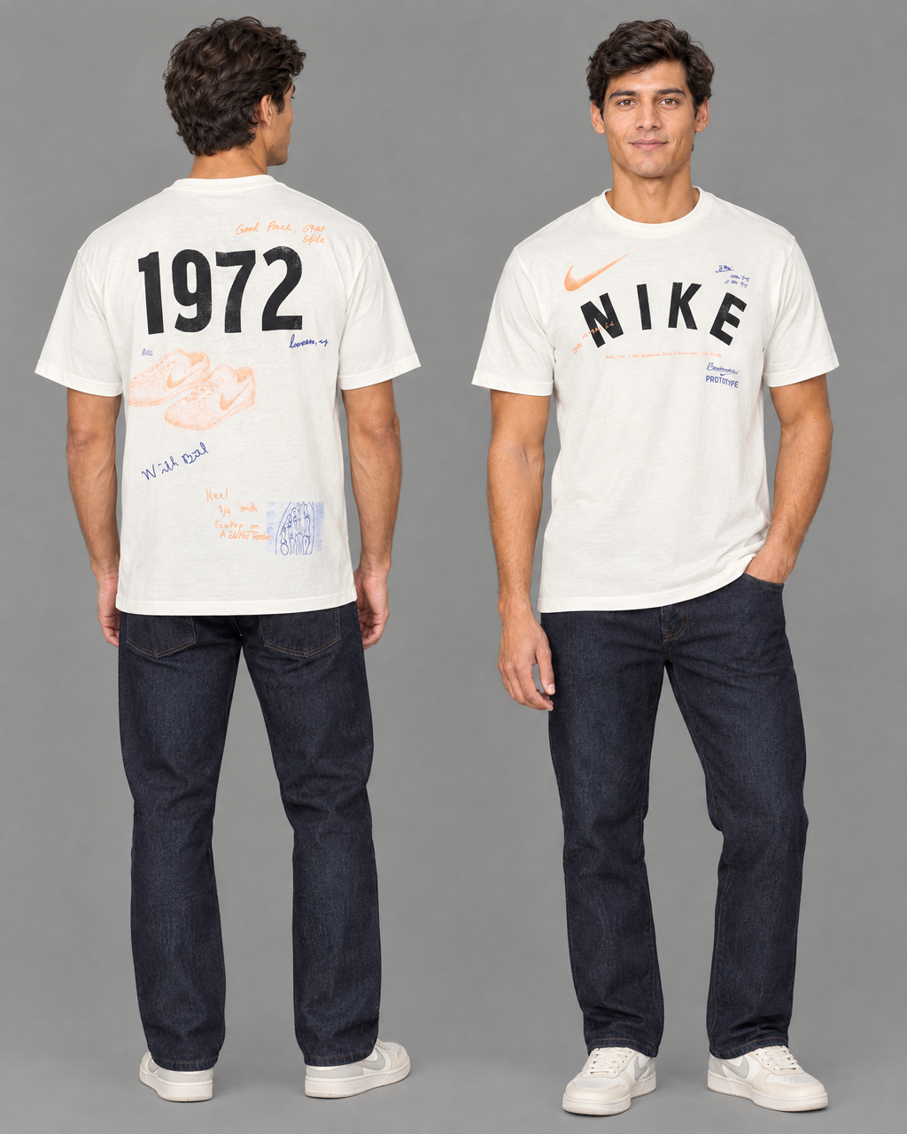Playera oversized blanca con diseño para hombre — modelo 5