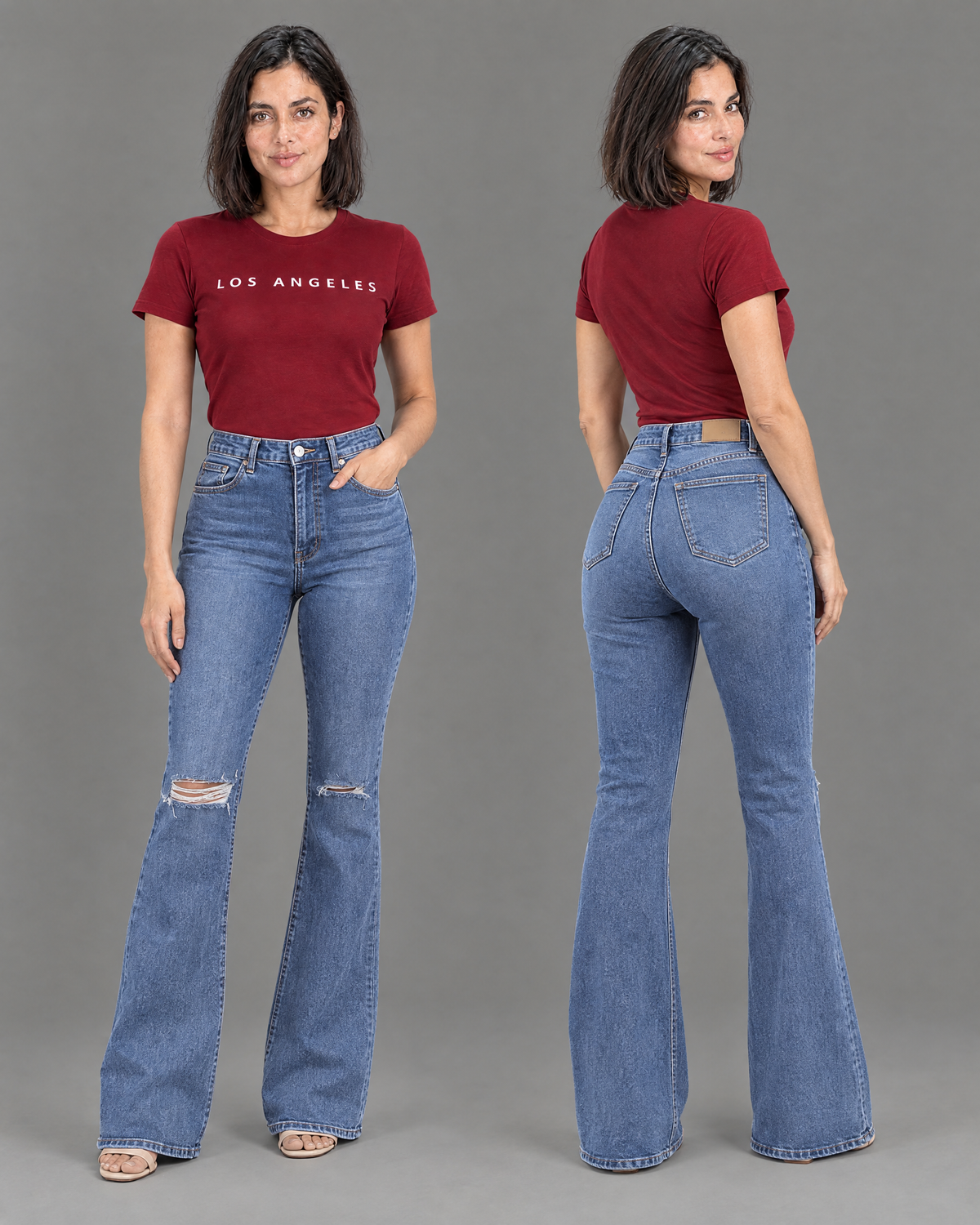 Jeans Kalua acampanados celeste para mujer