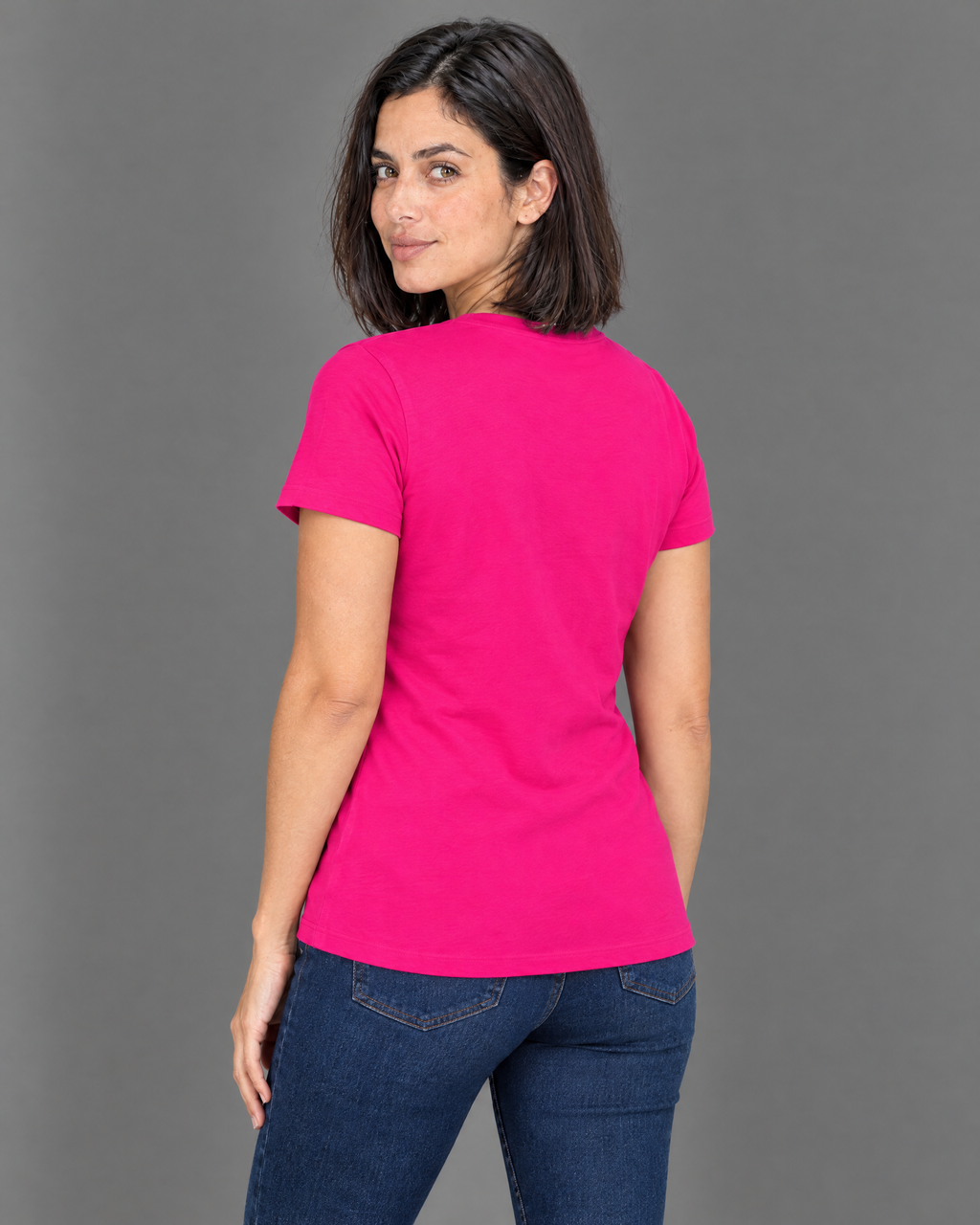 Blusa fucsia con logo bordado para mujer