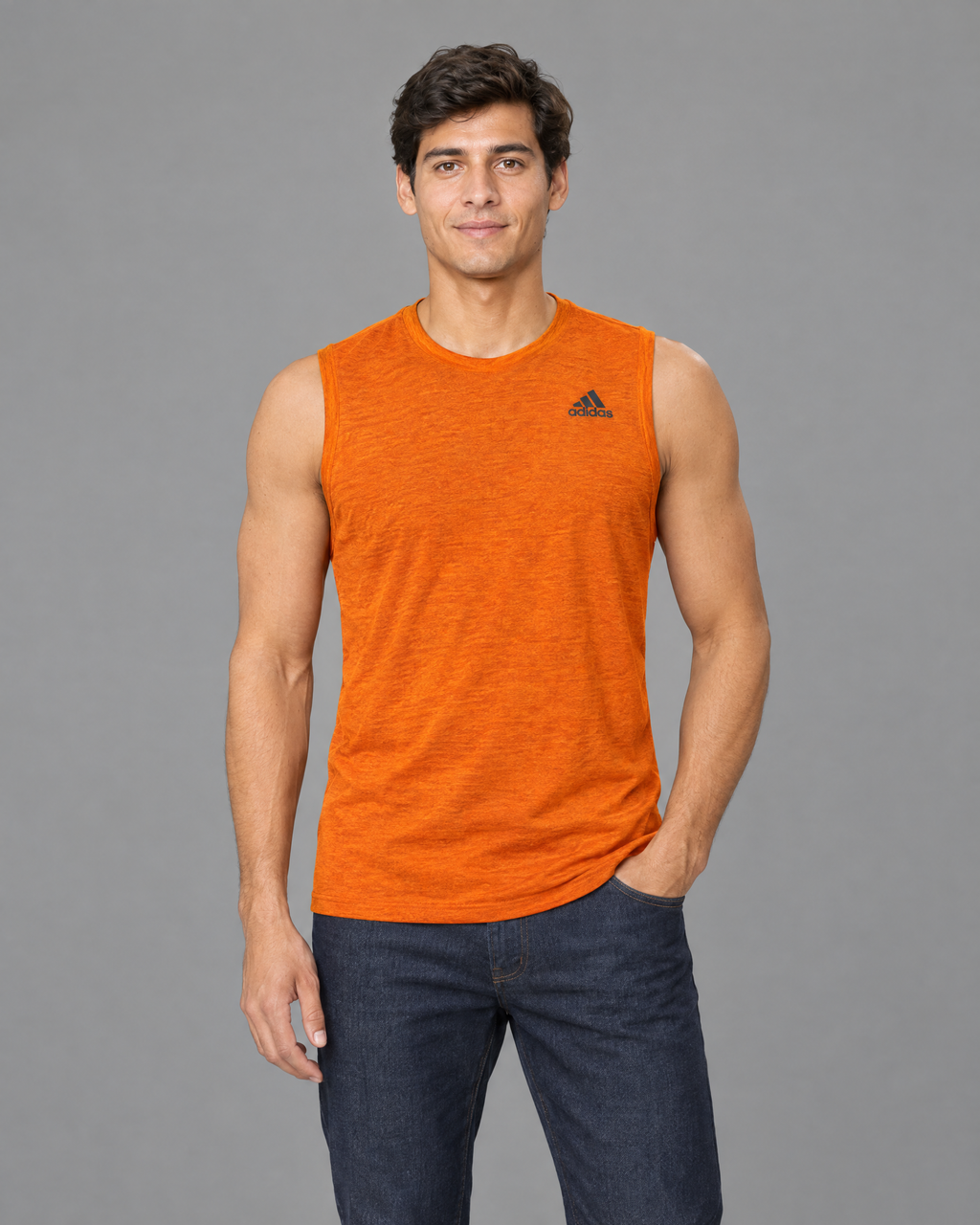 Playera deportiva Adidas anaranjada para hombre