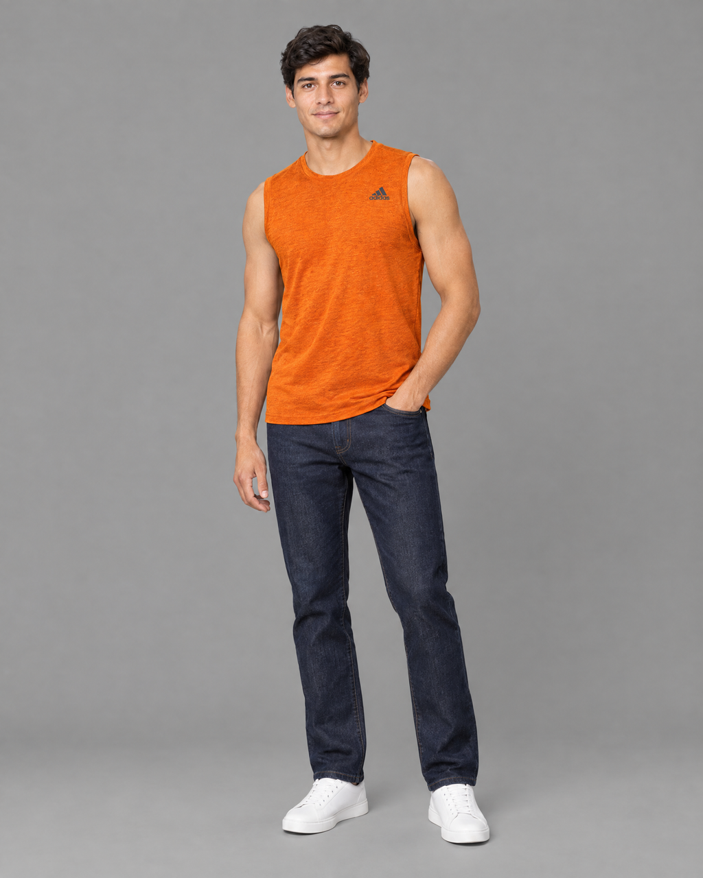Playera deportiva Adidas anaranjada para hombre