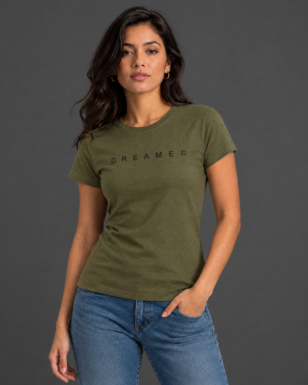 Blusa Guess verde olivo con diseño para mujer