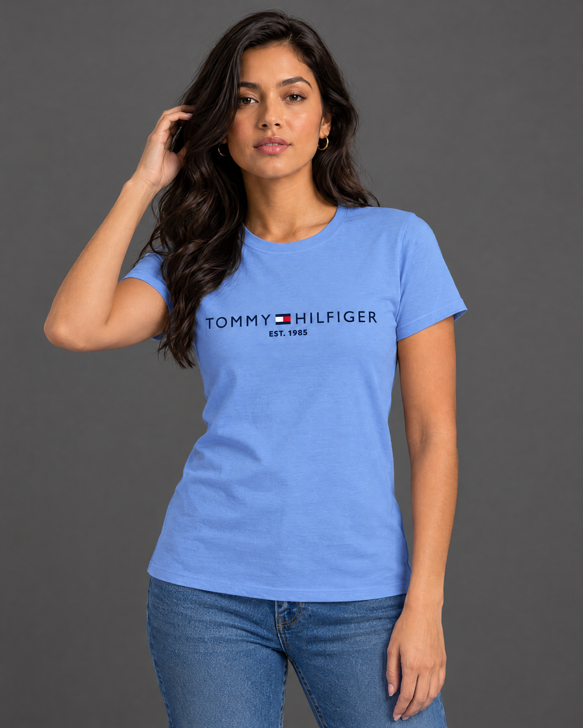 Blusa celeste con diseño para mujer — modelo 1