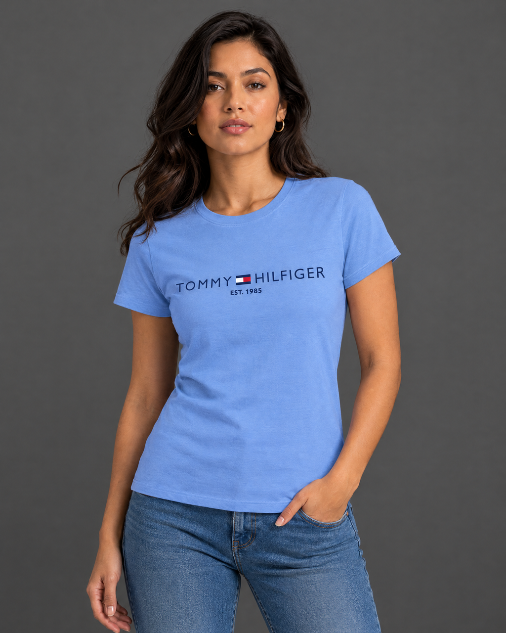 Blusa celeste con diseño para mujer — modelo 1