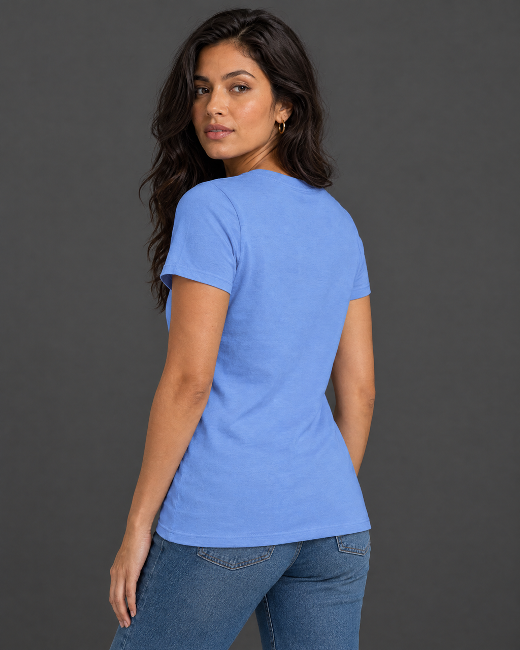 Blusa celeste con diseño para mujer — modelo 1