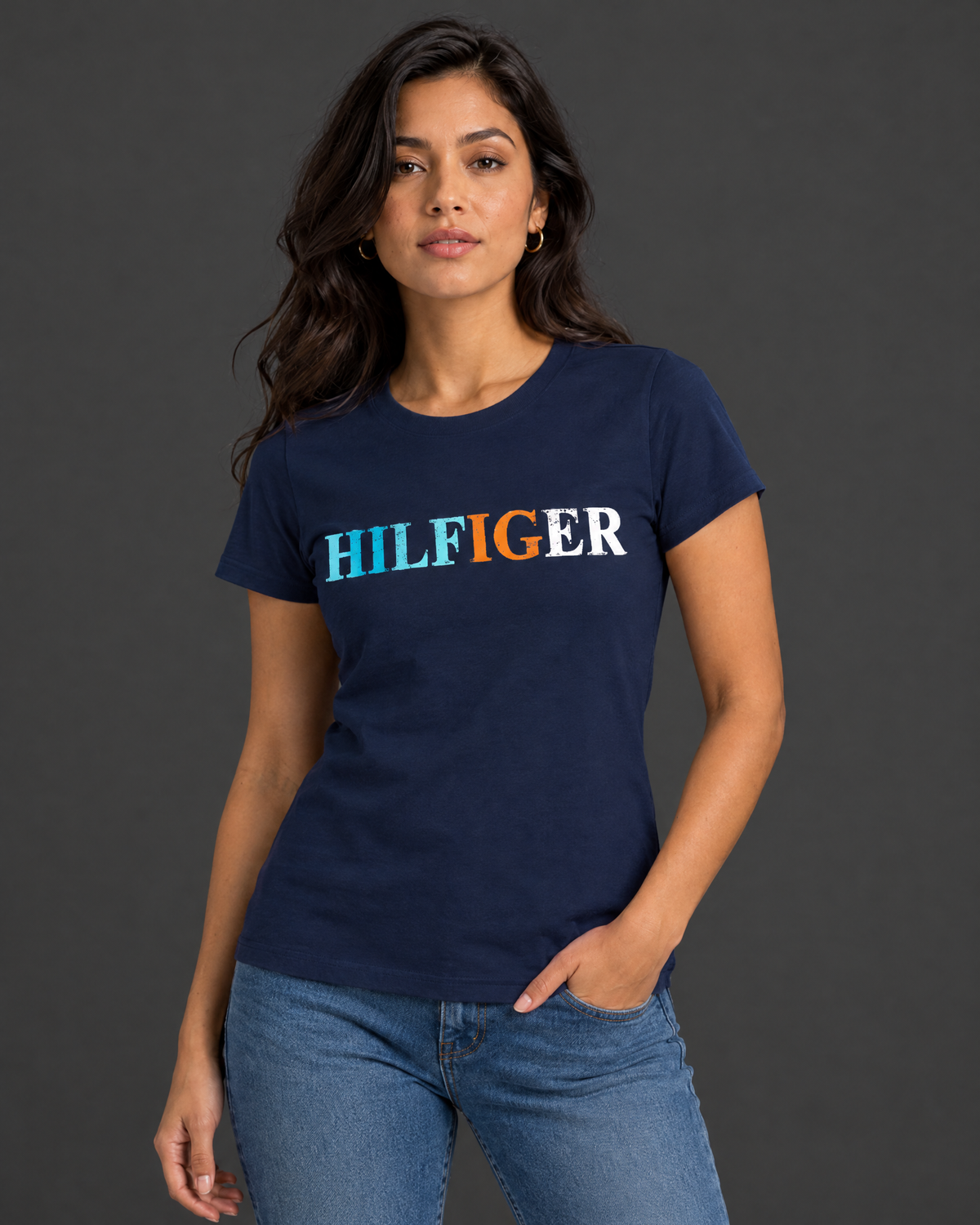 Blusa azul marino con diseño para mujer — talla S