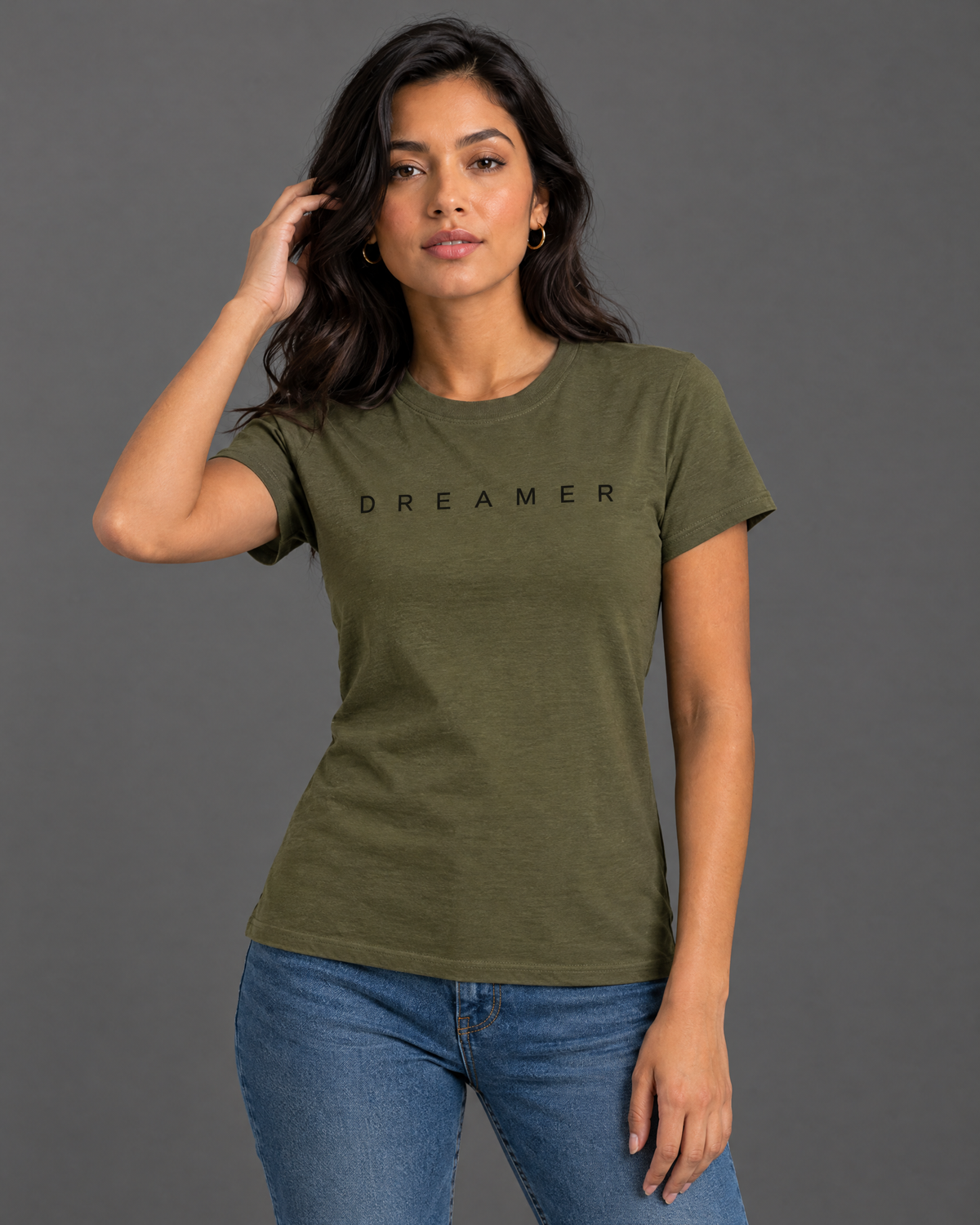 Blusa Guess verde olivo con diseño para mujer