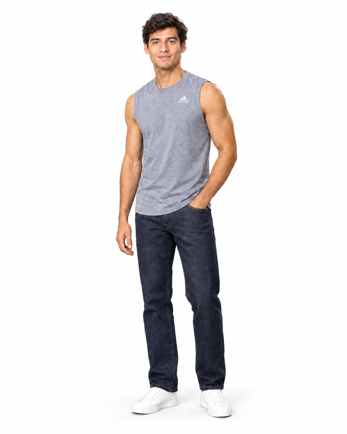 Playera deportiva Adidas gris para hombre