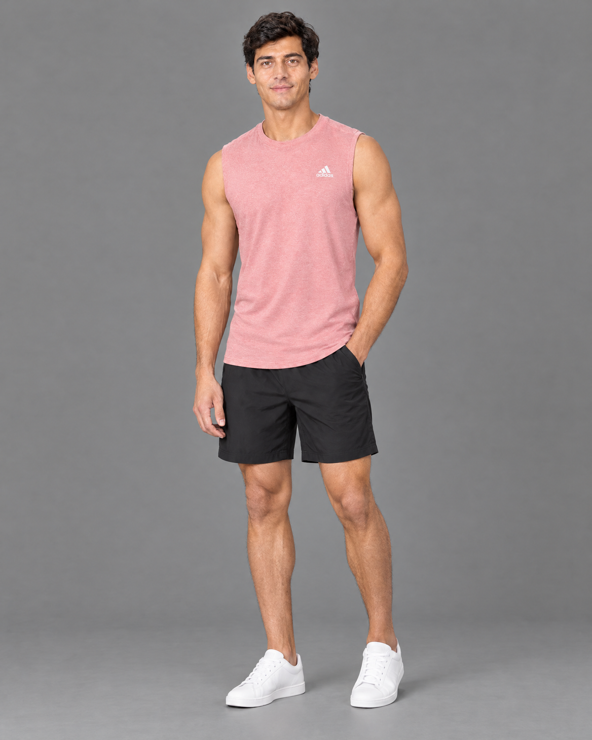 Playera deportiva Adidas rosada para hombre