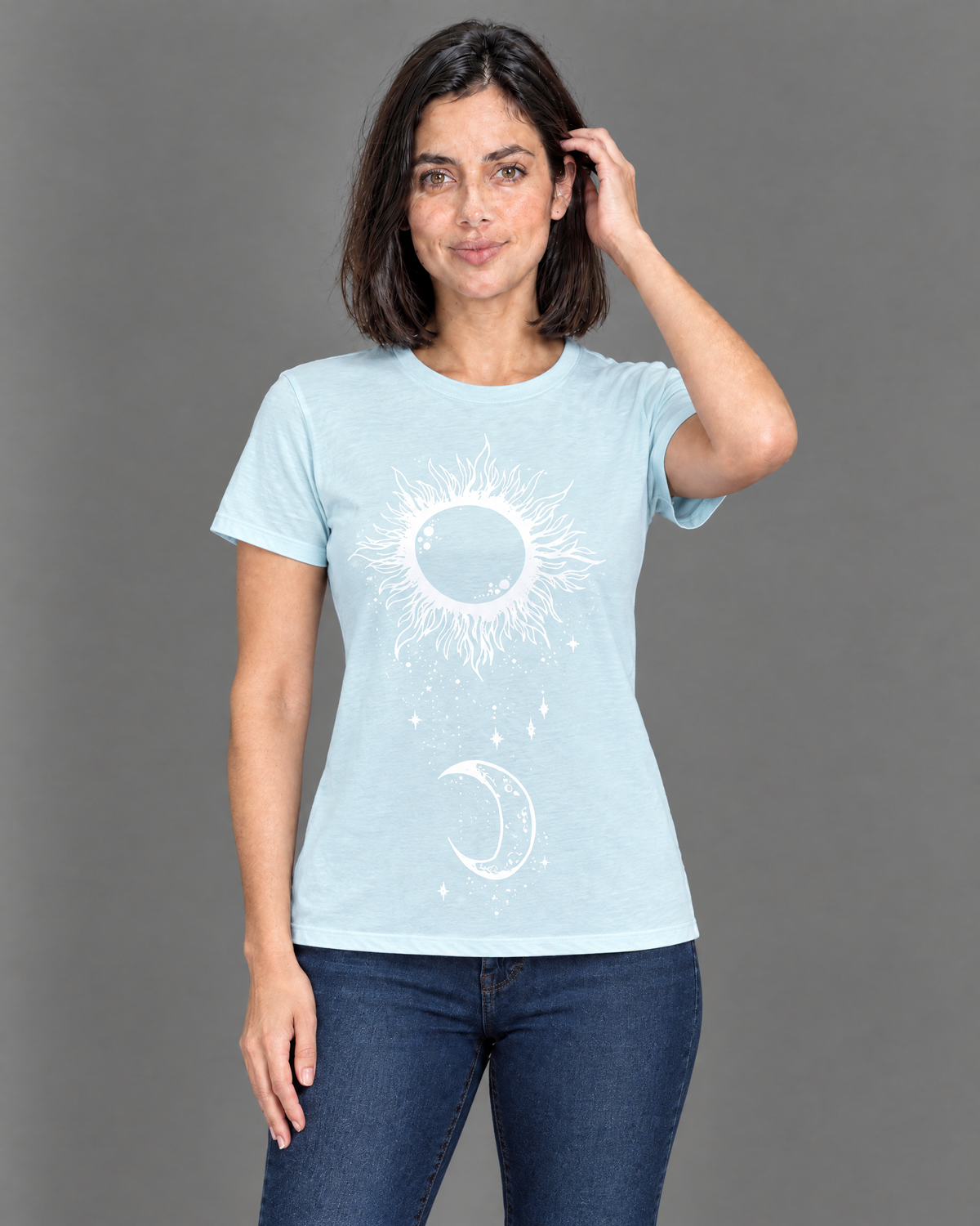 Blusa celeste con diseño para mujer