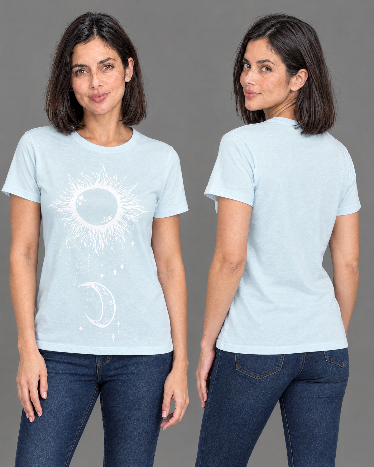 Blusa celeste con diseño para mujer