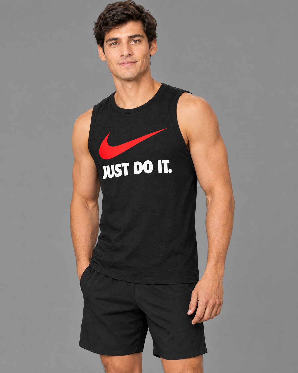 Playera deportiva Nike negra con diseño para hombre — modelo 1