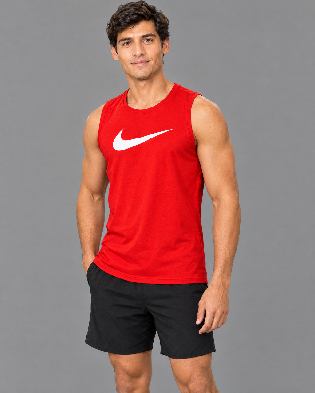 Playera deportiva Nike roja con diseño para hombre — modelo 2
