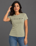 Blusa Guess verde olivo claro con diseño para mujer