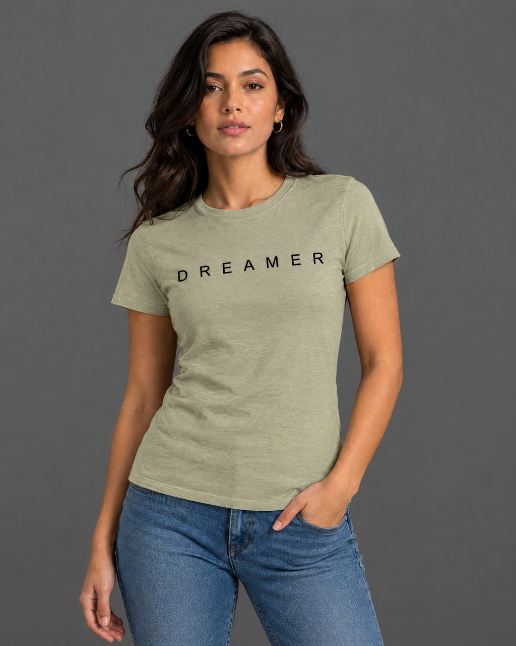 Blusa Guess verde olivo claro con diseño para mujer