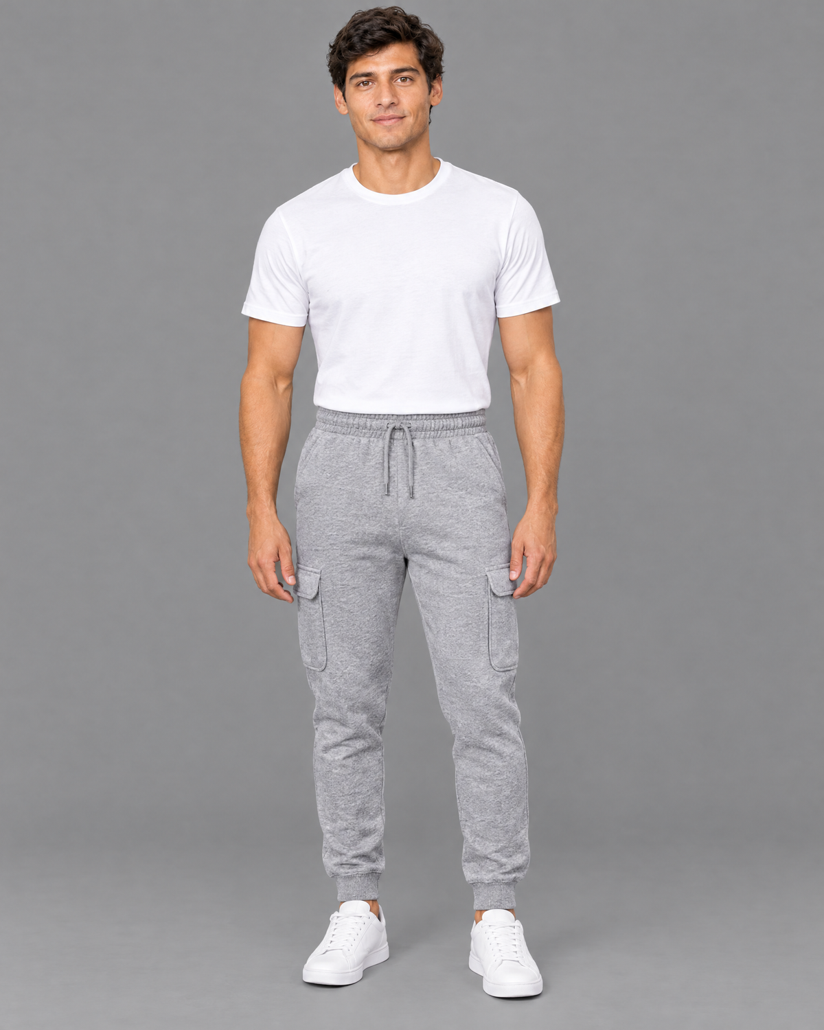 Pants Polo gris con logo bordado para hombre