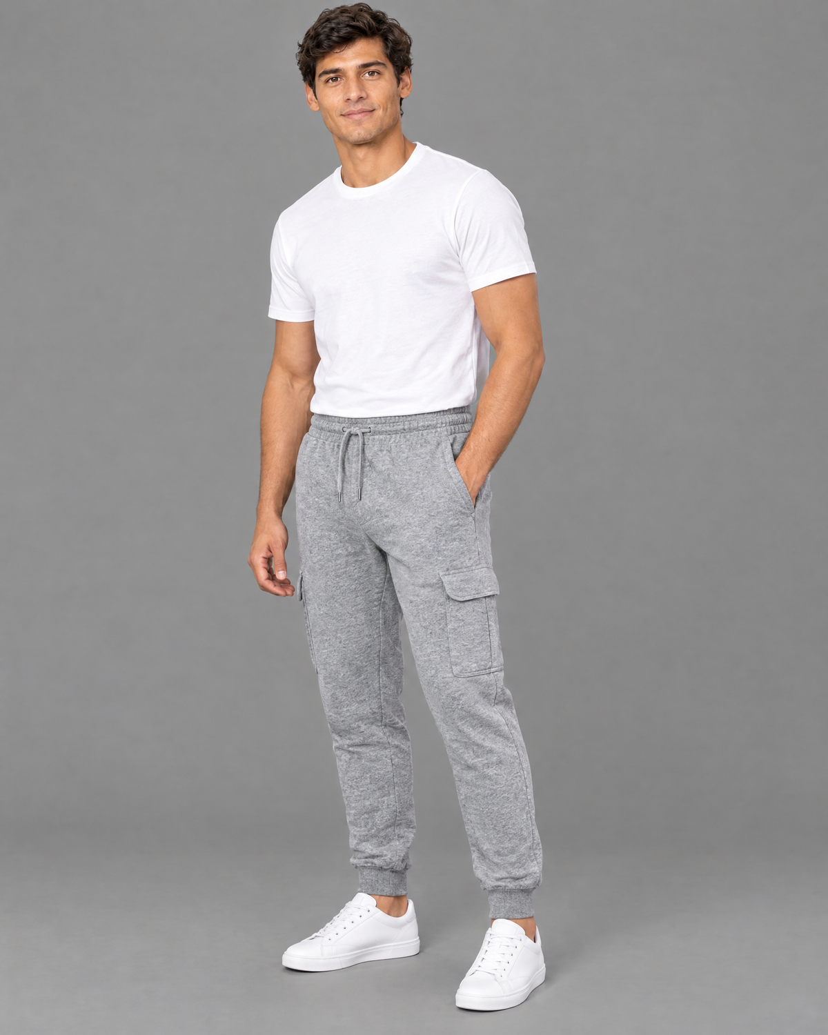 Pants Polo gris con logo bordado para hombre