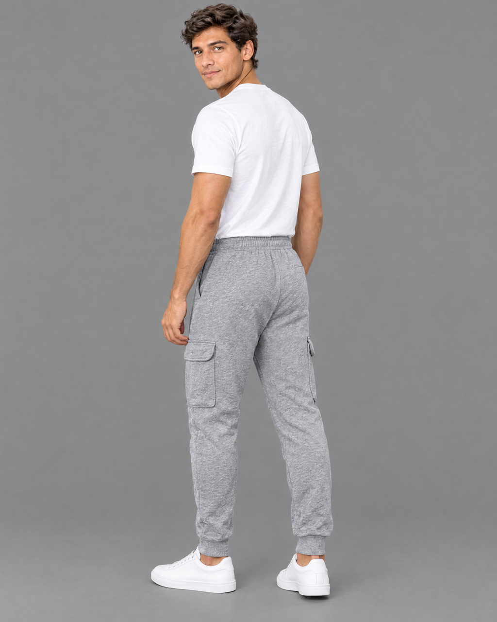Pants Polo gris con logo bordado para hombre