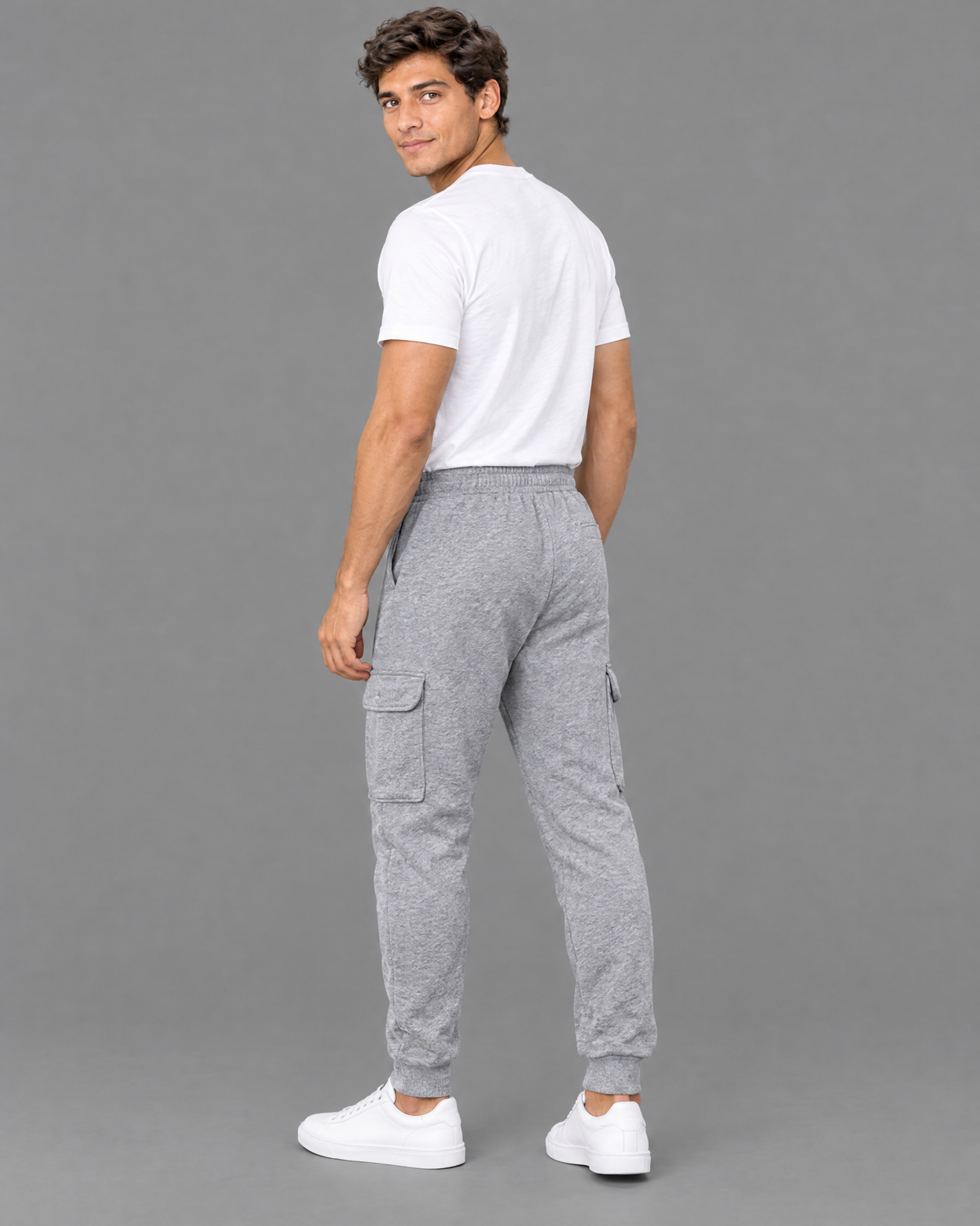 Pants Polo gris con logo bordado para hombre